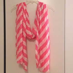 Lilly Pulitzer Pink and White Striped Scarf